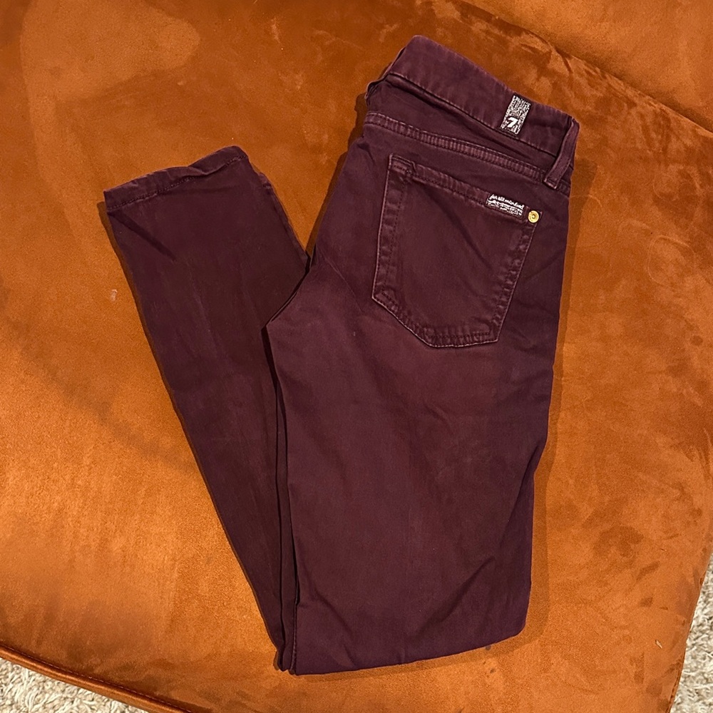 7 For All Mankind Deep Burgundy Skinny Jeans